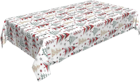 AGAYNA 60x104 Inch Christmas Tablecloth Rectangle Colorful Red Green Christmas Tree Table Cloth,Stain Resistance