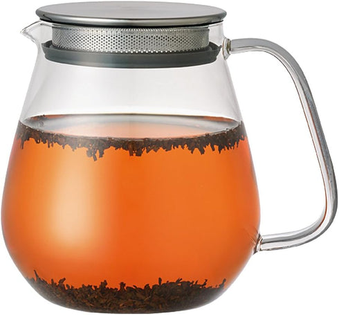 Kinto Stainless Unitea One Touch Teapot 720 Milliliter - Heat-resistant Glass with Stainless Steel Strainer (Japan