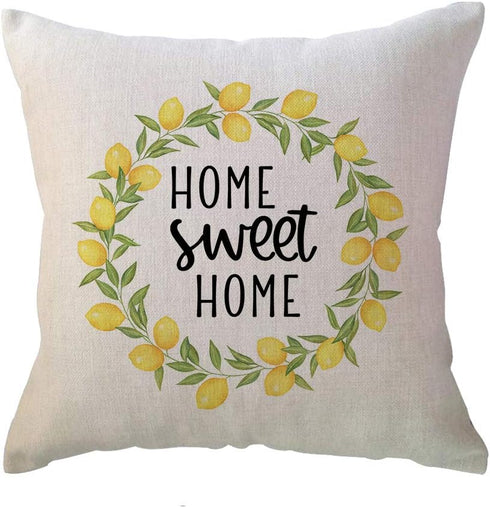 ULOVE LOVE YOURSELF Farm Fresh Lemons Throw Pillow Case - Summer Farmhouse Decor, Set of 4 Lemon Wreath/Lemon Truck