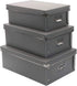 Foldable Storage Baskets, 3 Piece Waterproof Plastic Box with Lid for Toys/Shoes, Multiple Sizes, Grey