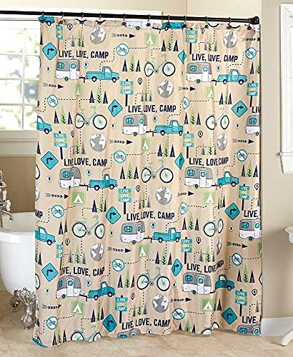 The Lakeside Collection Live Love Camp Shower Curtain