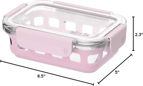Ello Duraglass Meal Prep Container - 1.75 cup Glass Food Storage with Silicone Sleeve & Airtight BPA-Free Lid (Cashmere