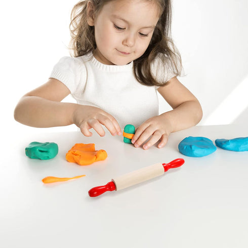 Set 12 8 Inch SOUJOY of Mini Rolling Pin, Wood Dough Roller for Baking with Red Handle, Small Clay Rolling Pin