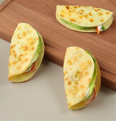 Skyseen 3Pcs Realistic Pancake Taco Fake Burrito Dessert Model for Decoration Display Props