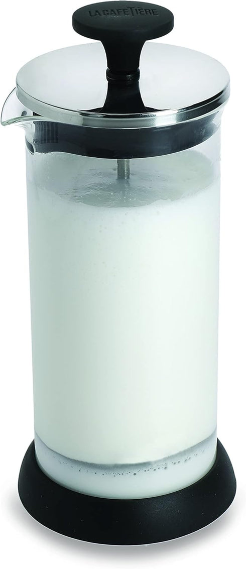 La Cafetire 400ml Black Glass Milk Frother by - Perfect for Lattes & Milkshakes