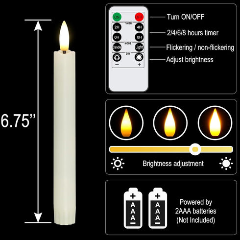 Lumpro 27-inch Set 2, Large Wall Candle Sconces with Remote Controlled Flameless LED Taper Candles, of Wall Mounted