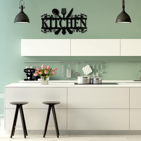 Hotop Black Kitchen Metal Sign, Rustic Country Wall Art for Dining Room, Farmhouse Kitchen Decor, 14 x 8.8 Inches