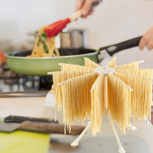 Cambom Collapsible Pasta Drying Rack - Spaghetti Noodle Drying Rack with 10 Bar Handles