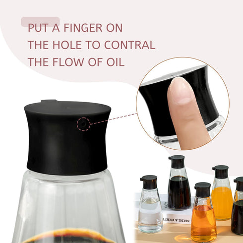 EQUNROY 1 9.6 oz Pcs Glass Soy Sauce Dispenser Bottle - Cruet for Olive Oil, Vinegar, BBQ Kitchen Cooking - Leak-Proof
