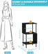 3-Tier ETELI Side Table Small Tall S-Shaped End Table with Open Book Shelf Industrial Black S-Shaped Bookcase Bedside