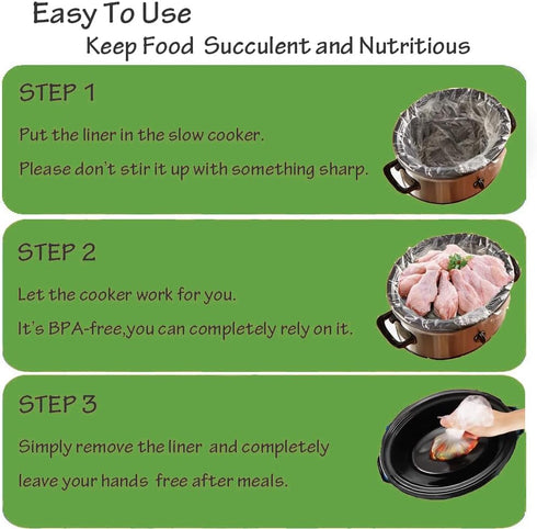 30 Slow Cooker Liners, Extra Large Disposable Cooking Bags for 6QT to 10QT Slow Cooker, Oval & Round