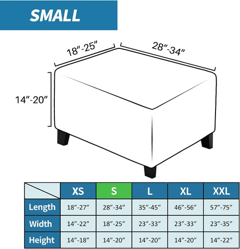 2026 (L:28"-34") ZNSAYOTX Rectangle Ottoman Cover Super Stretch Soft Footrest Slipcover Form Fit, Universal Folding
