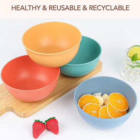 Unbreakable Cereal Bowls 24 oz -Reusable Wheat Straw Fiber Lightweight Bowls Set - Dishwasher & Microwave Safe - Perfect for Snacks,Cereal, Ice Cream,Soup, Rice Bowls 4 Pack by LRUUIDDE
