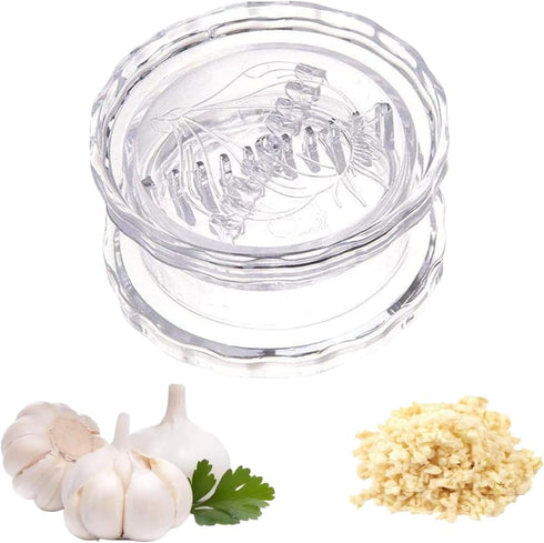 Turutu Transparent Manual Garlic Twist, Multi-Functional Mincer & Grinder for Garlic, Onion, Ginger,