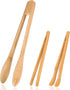 Zopeal 3 Pcs Wooden Tongs - Long Bamboo Kitchen Tongs for Picking Up Cheese, Bacon, Toast, Cake, Fruits, Bread