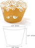 KPOSIYA Cupcake Wrappers, 100 Pack Filigree Artistic Bake Cake Paper Cup, Gold Laser Cut Liner for Wedding Party