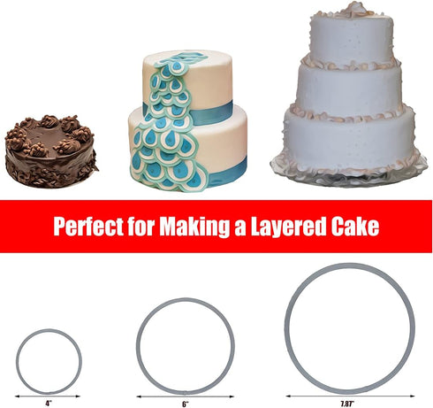 3 Tier Round Multilayer Anniversary Birthday Cake Baking Pans,Stainless Steel 3 Big Sizes Rings Round Molding Mousse Cake Rings(Round-shape,4 Inch 6Inch 7.8Inch,Set of 3) by Funwhale