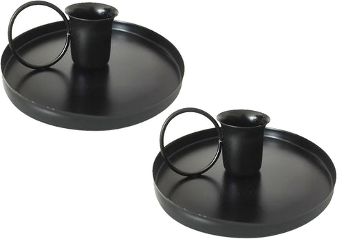 2 Pcs 4 Inch Black Iron Candle Holder for Taper Candles, Dinning, Wedding, and Party Decoration