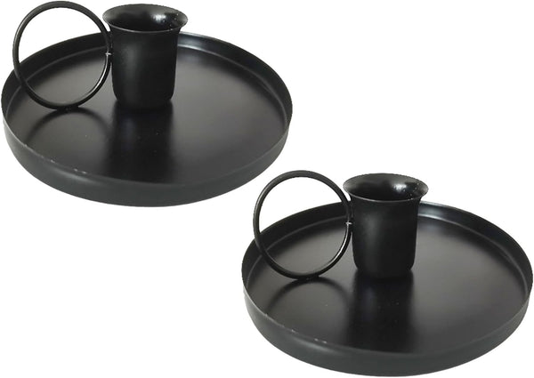 2 Pcs 4 Inch Black Iron Candle Holder for Taper Candles, Dinning, Wedding, and Party Decoration