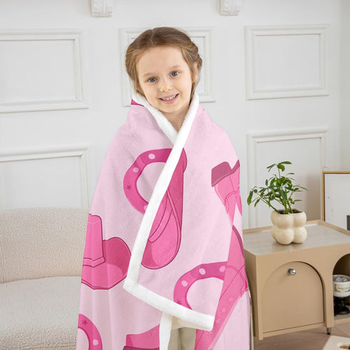 90"X90" Erosebridal Cowgirl Throw Blanket Cute Kawaii Pink Cowgirl Queen Fleece Blanket Gifts For Girls Women Cowboy