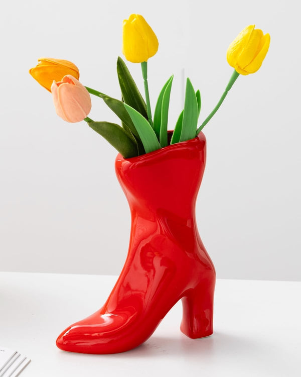 Female Boot Vase, Nordic Modern Ceramic Flower Vase for Home Decor, Table