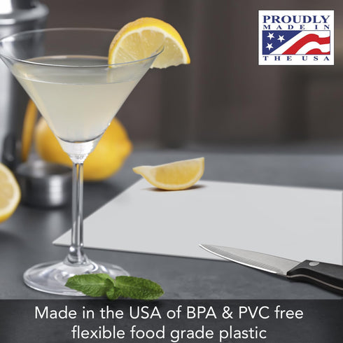 Cut N’ Funnel Rosewater 4 Pack Thick Plastic Cutting Board Mats, 10” x 8”, BPA & PVC Free, Made in the USA