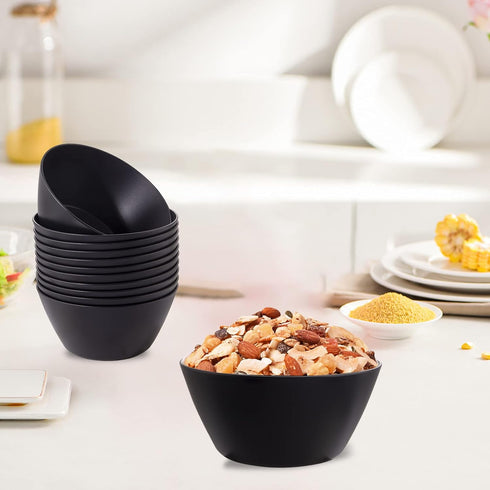 supernal 12pcs Cereal Bowls, Unbreakable Black Wheat Straw, Microwave & Dishwasher Safe, Lightweight Reusable Bowls