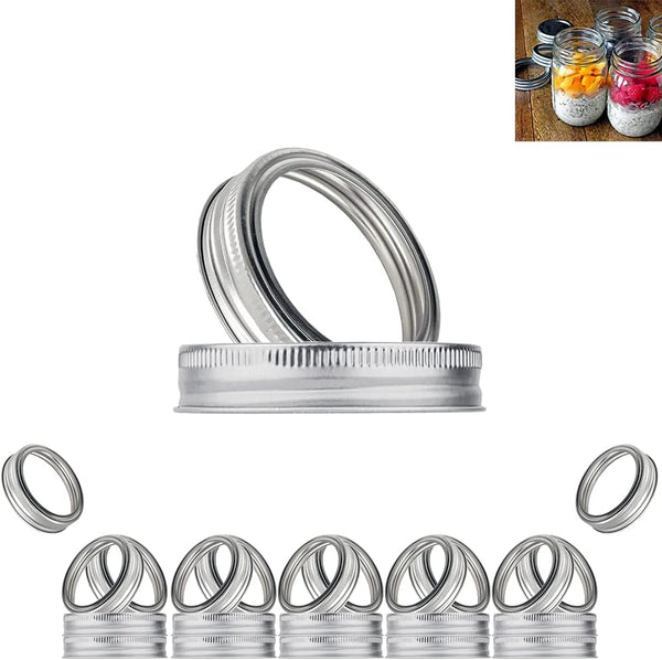 20pcs Rust Resistant Silver Mason Jar Replacement Rings, 87mm Wide Mouth Bands for Canning