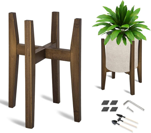 OERGKE Adjustable Plant Stand, Bamboo Mid Century Modern Indoor Plants Stands, Corner
