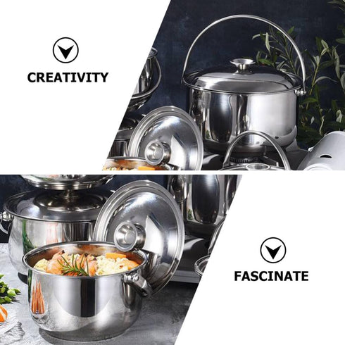 20cm Stainless Steel Stock Pot with Lid, Soup Pot for Cooking Lobster Stews