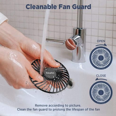 EasyAcc Handheld Fan, Mini Portable Battery Fan, USB Desk Fan with 4 Speeds, Strong Winds for Home Office Outdoor