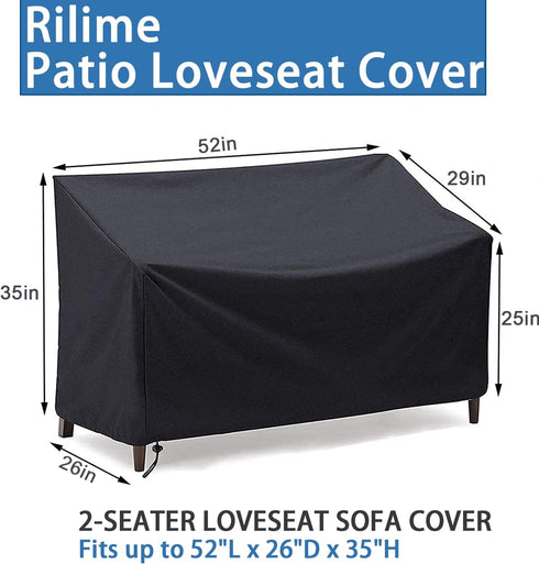 2-Seater Cover,52"L 26"W 35"H Patio Bench Cover,Outdoor Waterproof Outdoor Loveseat/Glider/Sofa/Furniture x x