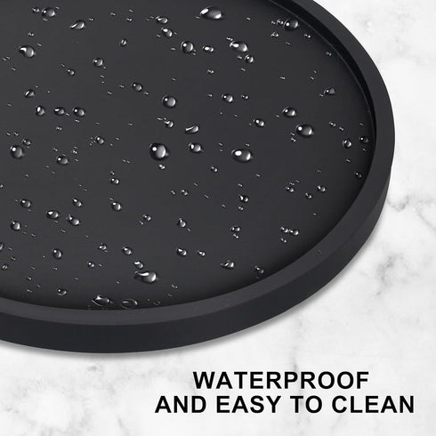 Black Wooden Lazy Susan Turntable Organizer, Small Round Rotating Tray for Kitchen Countertop and Bathroom Decor
