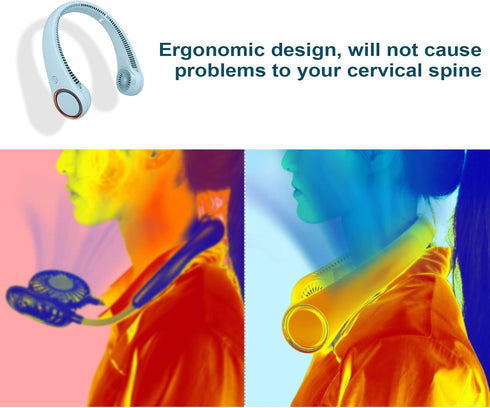 CIVPOWER Neck Fan, Portable Personal Cooling Rechargeable Bladeless Fan, Hands-Free Design for Men Women