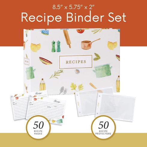 Jot & Mark Recipe Organizer Mini Binder Set, 8.5" x 5.75" Kitchen Toolkit