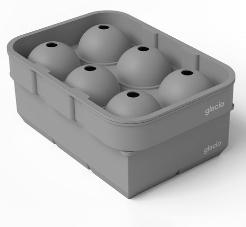 glacio Silicone Ice Cube Trays – Large Molds for 2-Inch Ice Cubes and Spheres, Set of 2 with Lids for Cocktails
