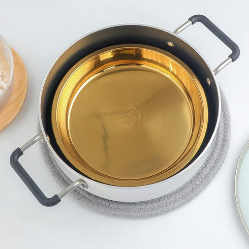 Buyer Star 9 Inch Stainless Steel Steaming Tray - Cold Noodle Plate, Baking Tray, Round Dinner Plate, Silver