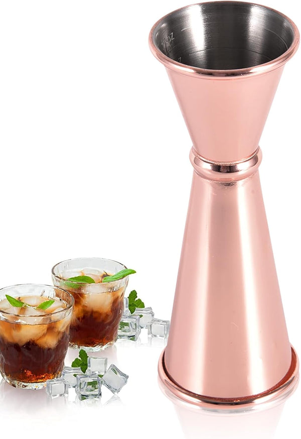 Jigger 2 oz 1 oz Rose Gold Stainless Steel Double Cocktail Shot Measure for Bartending