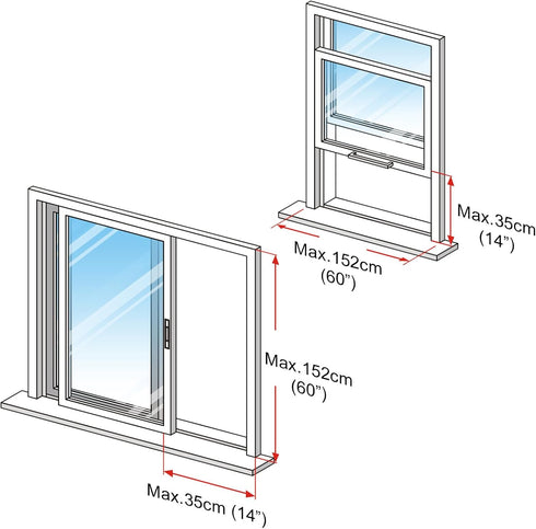 Adjustable Sliding Window Seal with Tube for Portable Air Conditioner, New 35 * 152cm-US