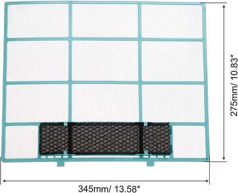 PATIKIL 13.58" x 10.83" Air Conditioner Air Filter, Plastic Air Filtering Screen Replacement with Air Filter Foam for HVAC, Blue Black