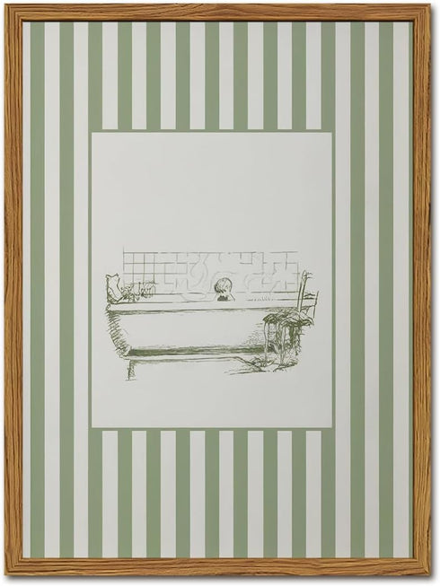 Funny Kids Bathroom Wall Art Cute Boy in Bathtub Wall Decor Picture,