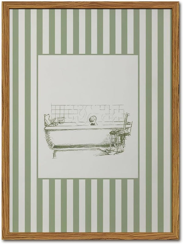 Funny Kids Bathroom Wall Art Cute Boy in Bathtub Wall Decor Picture,