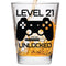 Level 21 Unlocked - Birthday Shot Glass for Celebrating Turning Twenty-One, Gifts for Him or Her