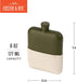 Foster & Rye 6oz Flask Whiskey Men-Stainless Steel Alcohol Matte Army Green with Canvas Wrap, Set of 1
