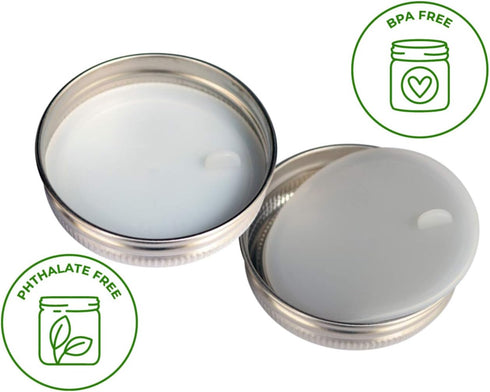 Leak Proof Platinum Silicone Sealing Lid Inserts for Mason Jars, 10 Pack, Regular Mouth