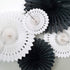 Cheerland Black White Party Decorations, Hanging Paper Fans Garland Kit for Wedding, Halloween