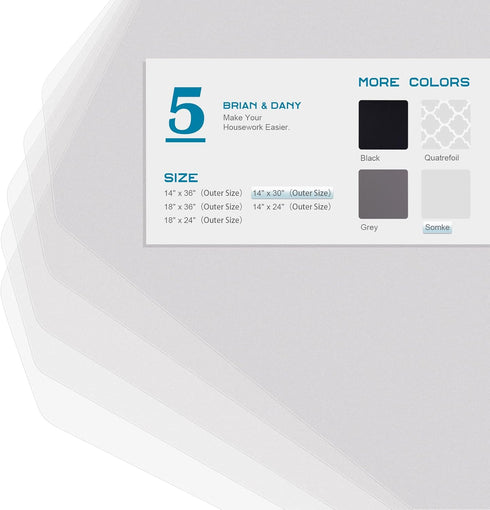 BRIAN & DANY Wire Shelf Liner 14" X 30", Heavy Duty Waterproof Protector Mats, Set of 5, Transparent