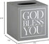 Creative Brands Faithworks, God Bless You Wooden Tissue Box Cover, Small, Grey