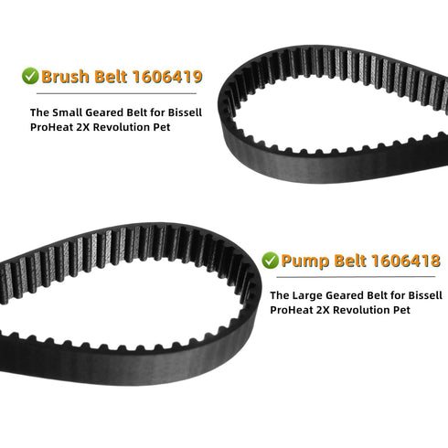 Replacement Belt Set for Bissell ProHeat 2X Revolution Pet Carpet Cleaner Model 1548, 1551, 1551W, 1550 Series