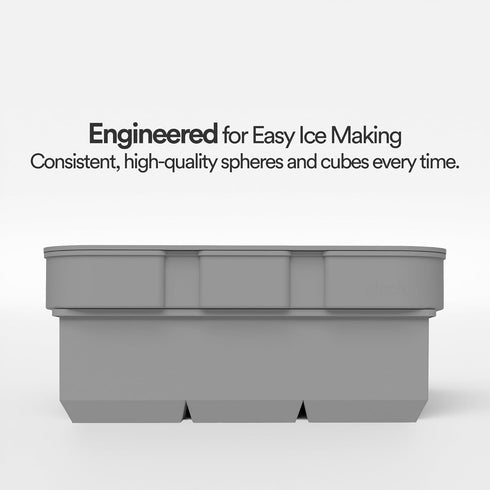glacio Silicone Ice Cube Trays – Large Molds for 2-Inch Ice Cubes and Spheres, Set of 2 with Lids for Cocktails